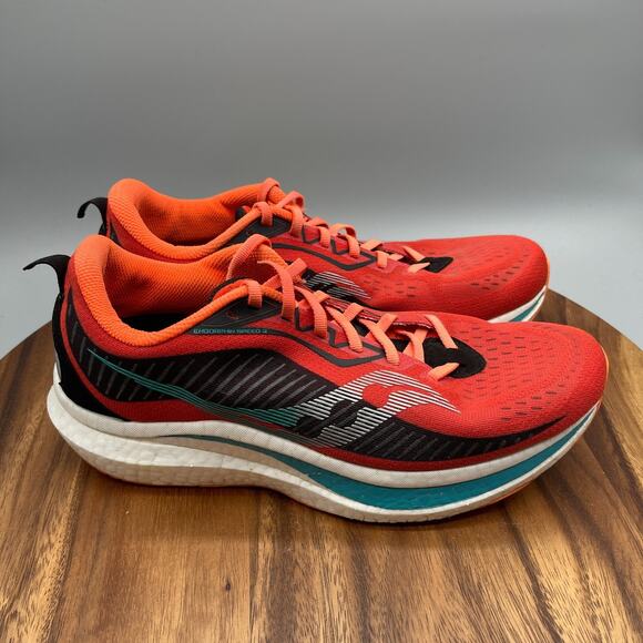 Saucony Endorphin Speed 2 Shoes Mens 10.5 Red Running Comfort Walking Sneakers - Picture 1 of 8